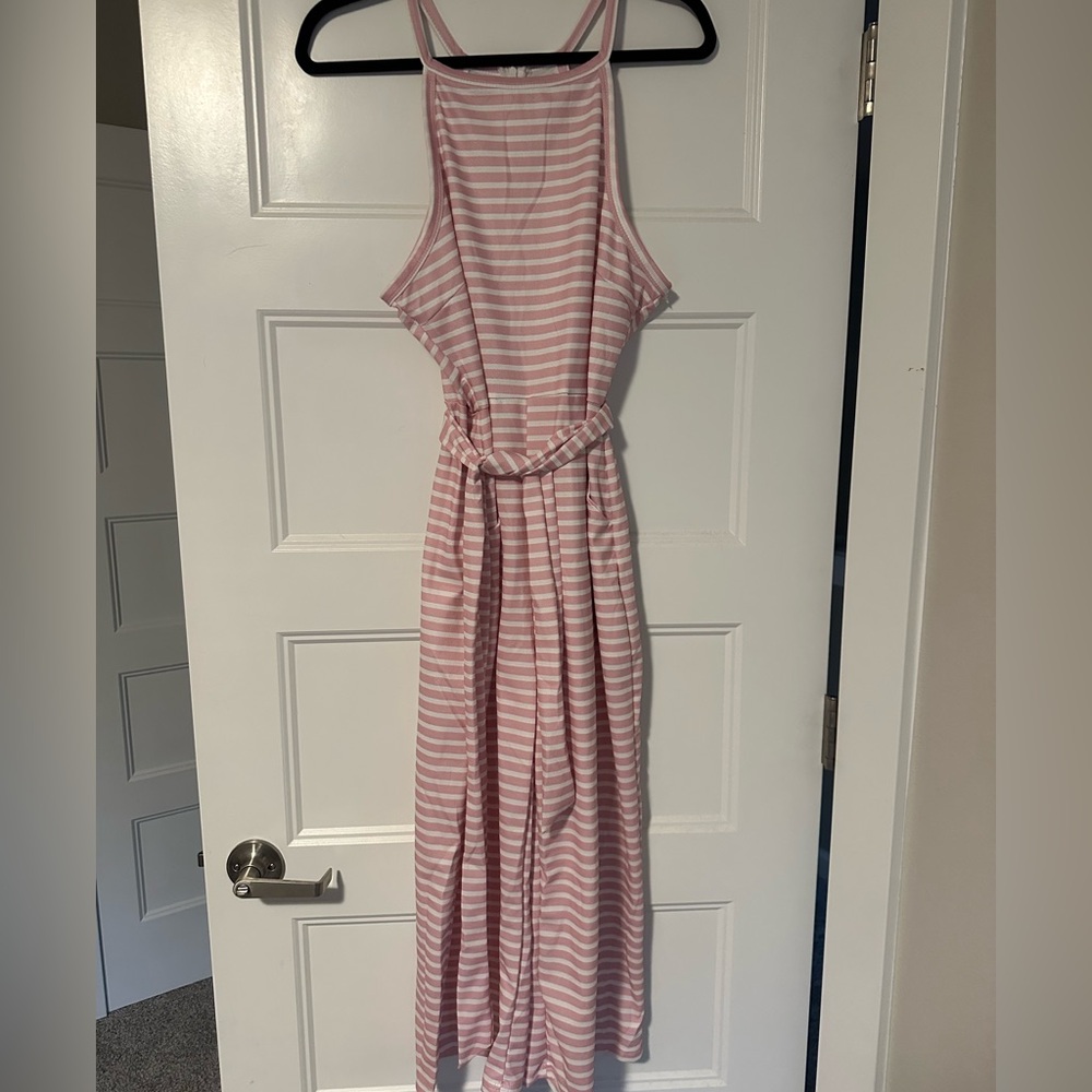 Size small, never worn, pink-striped summer jumper